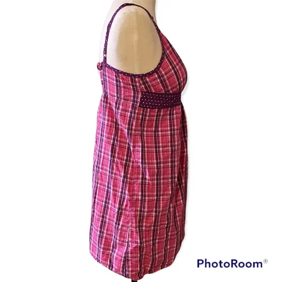 White Polka Dots Purple Pink Plaid Spaghetti Strap Dress - Playful Chic - Picture 4 of 4